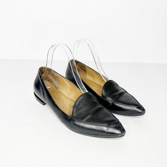 EVERLANE The Modern Point Flats women's Black Leather Flat Loafer Italy size 8 - Picture 1 of 6